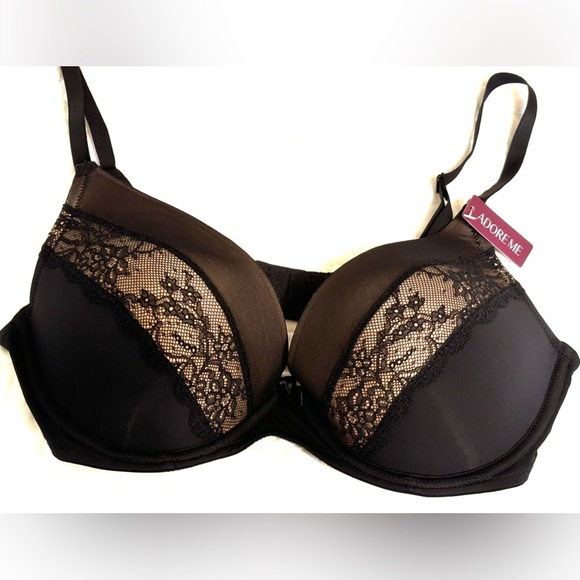 NWT NEW 36DD Adore Me Black Lace Bra molded cup lined NEW WITH tags - Picture 1 of 13